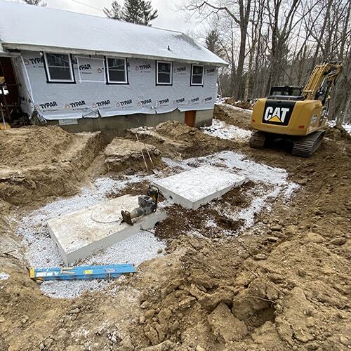 Septic system installation site in Great Barrington, MA